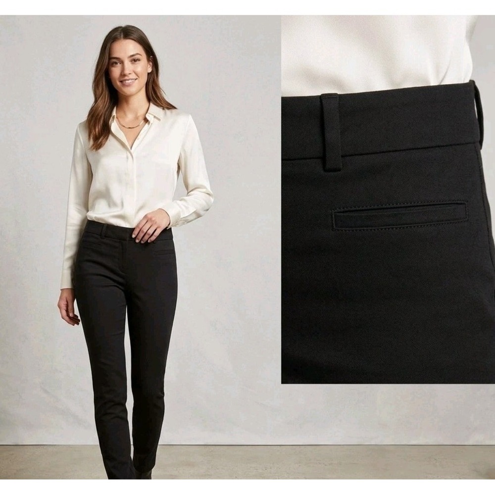 Banana Republic Sloan Pants Womens 2 Black Slim Ankle Dress Workwear Stretch NEW